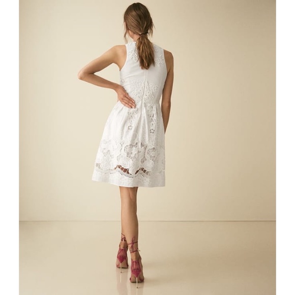 ✨NWT✨ REISS Rosina Broderie Fit And Flare Dress in White Sz US 2 (XS) - Picture 7 of 12